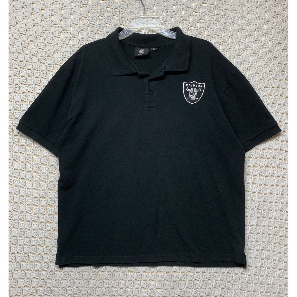 Oakland Raiders Polo Shirt Mens Sz XL NFL Team Apparel Black Attire Short Sleeve